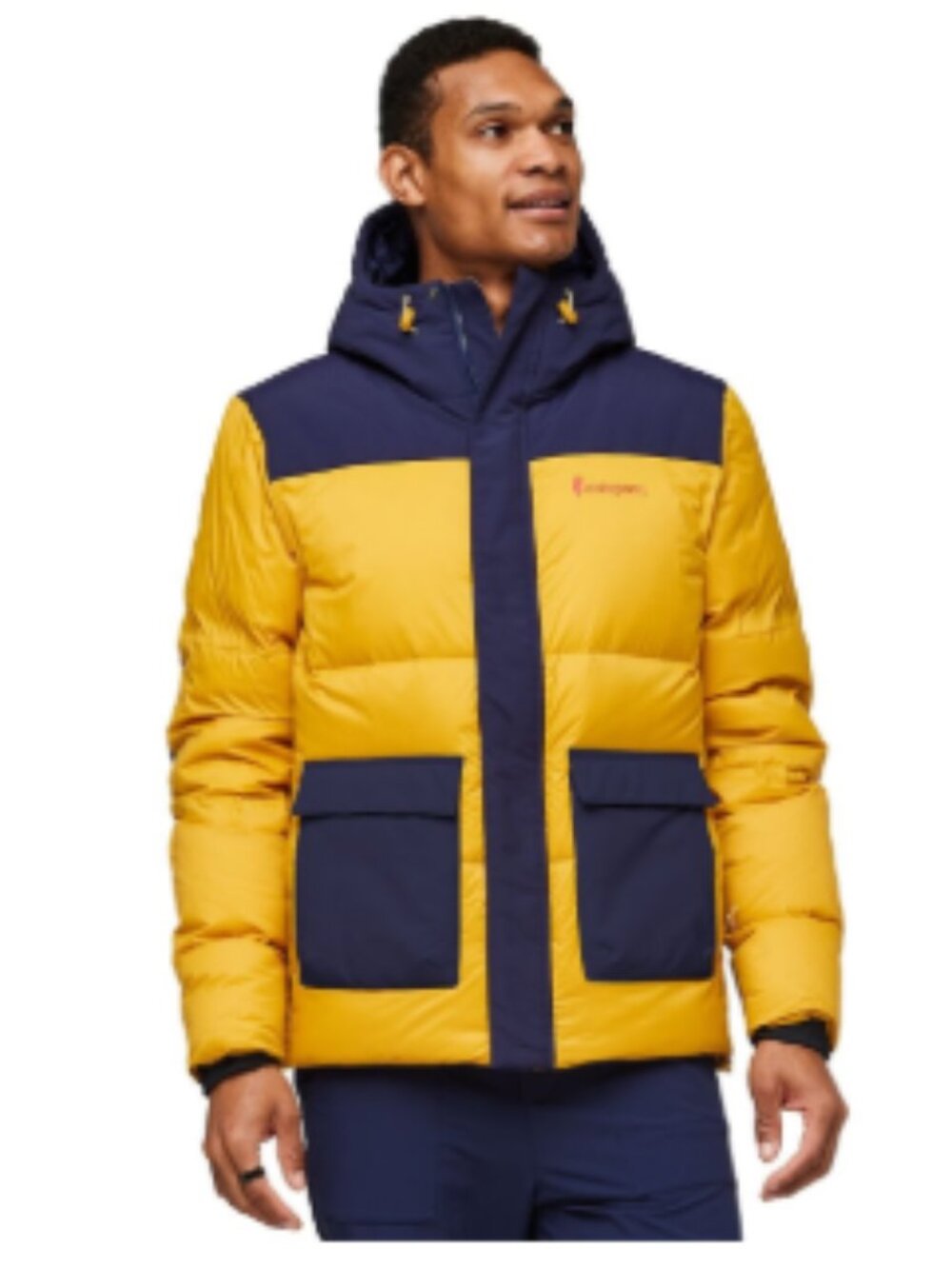 Cotopaxi Men's XXL Solazo Down Parka Yellow Blue NWT Puff Ski Snow Knit Cuffs